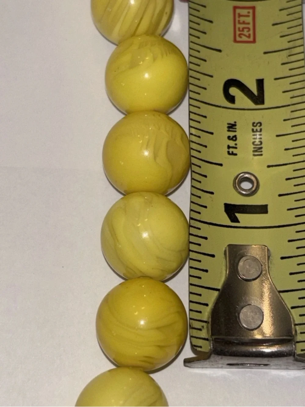 Vintage Large Round Acrylic Lemon Yellow Bead Necklace & Earring‎ Set 18”
